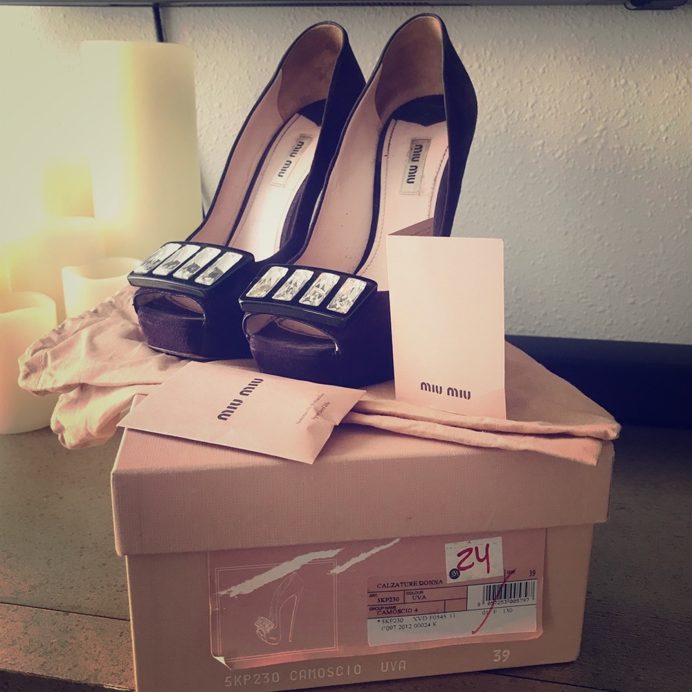 Miu Miu jeweled toe pumps